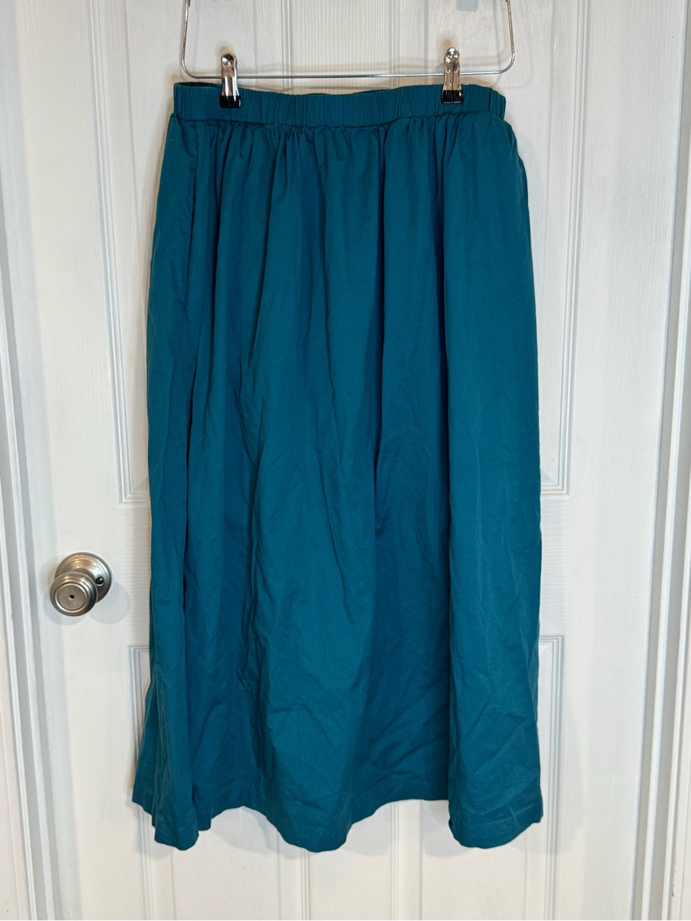 Sundry Teal Midi Skirt with Elastic Waist
